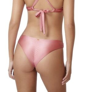 NWT Pilyq Ruched Full Coverage Shine Bikini Bottoms Pink